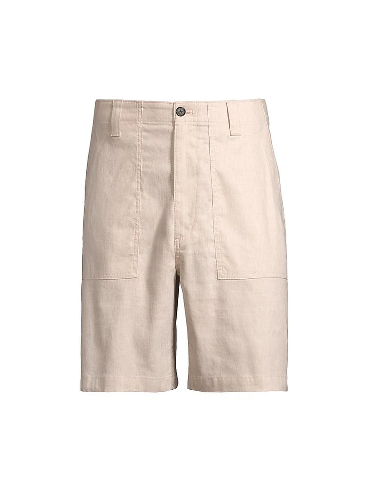 Linen & Cotton-Blend Flat-Front Shorts