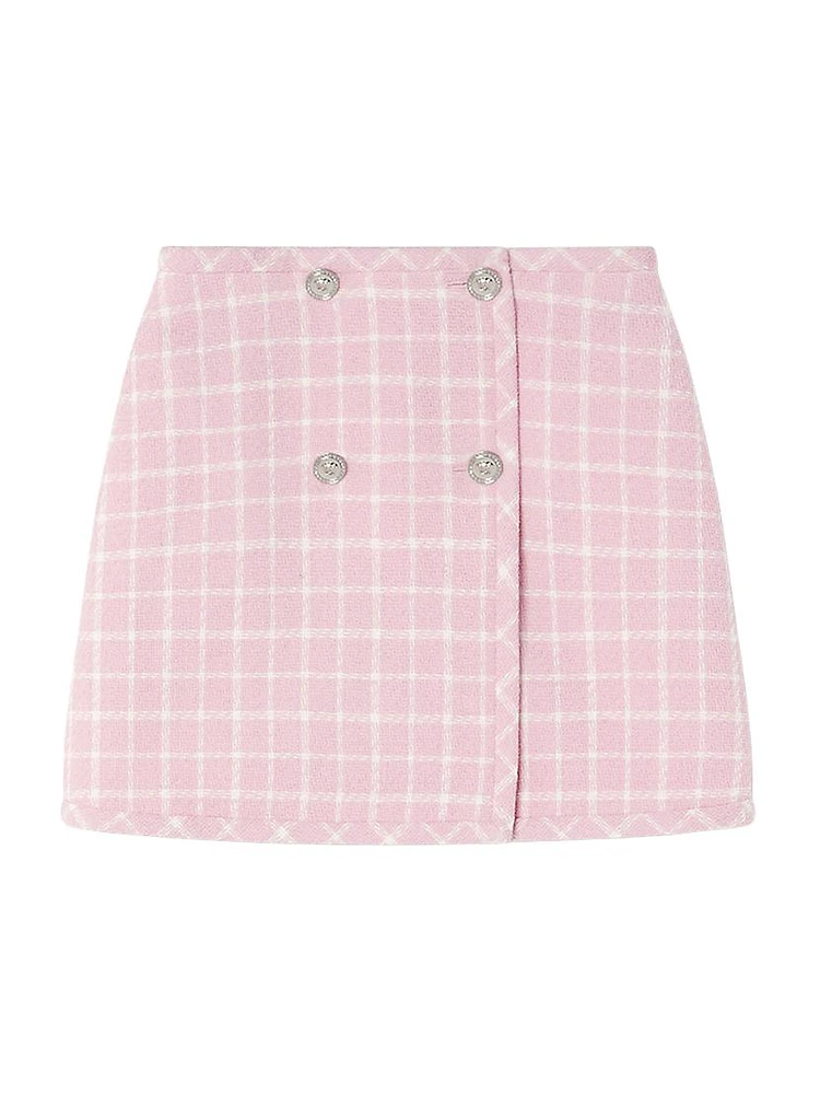 Large Check Wool-Blend Miniskirt