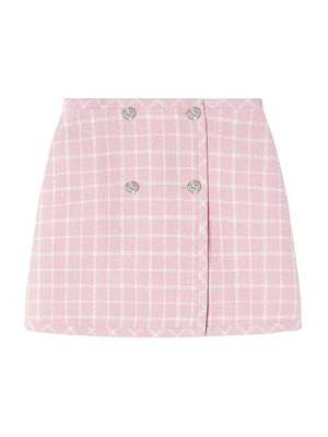 Large Check Wool-Blend Miniskirt