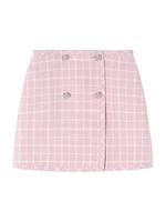 Large Check Wool-Blend Miniskirt