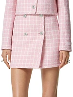 Large Check Wool-Blend Miniskirt