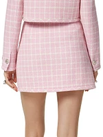 Large Check Wool-Blend Miniskirt