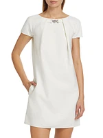 Wool-Blend Short-Sleeve Minidress