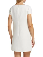 Wool-Blend Short-Sleeve Minidress