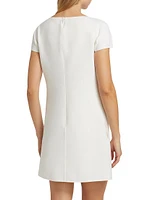 Wool-Blend Short-Sleeve Minidress