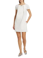 Wool-Blend Short-Sleeve Minidress