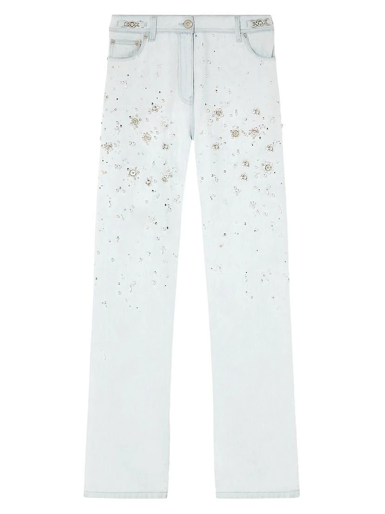 Embroidered Straight-Leg Jeans