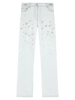 Embroidered Straight-Leg Jeans