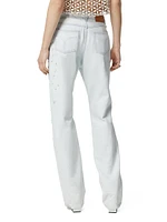 Embroidered Straight-Leg Jeans