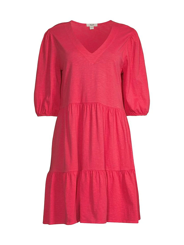 Shirred Seam V-Neck Dress