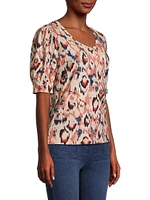 Animal Ikat Scoopneck Top