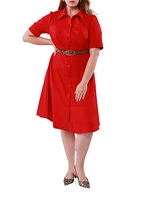 Liliana Cotton-Blend Belted Shirtdress