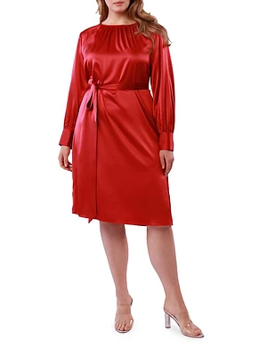 Natalia Stretch Silk Long-Sleeve Dress