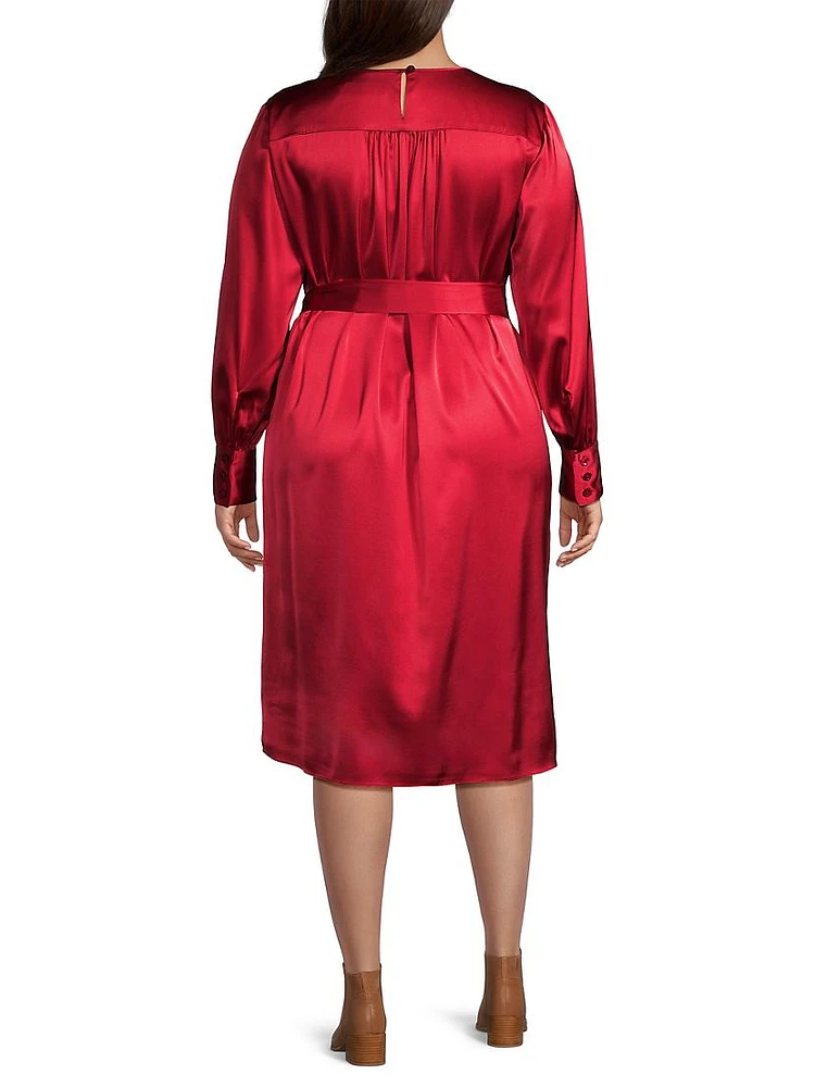 Natalia Stretch Silk Long-Sleeve Dress