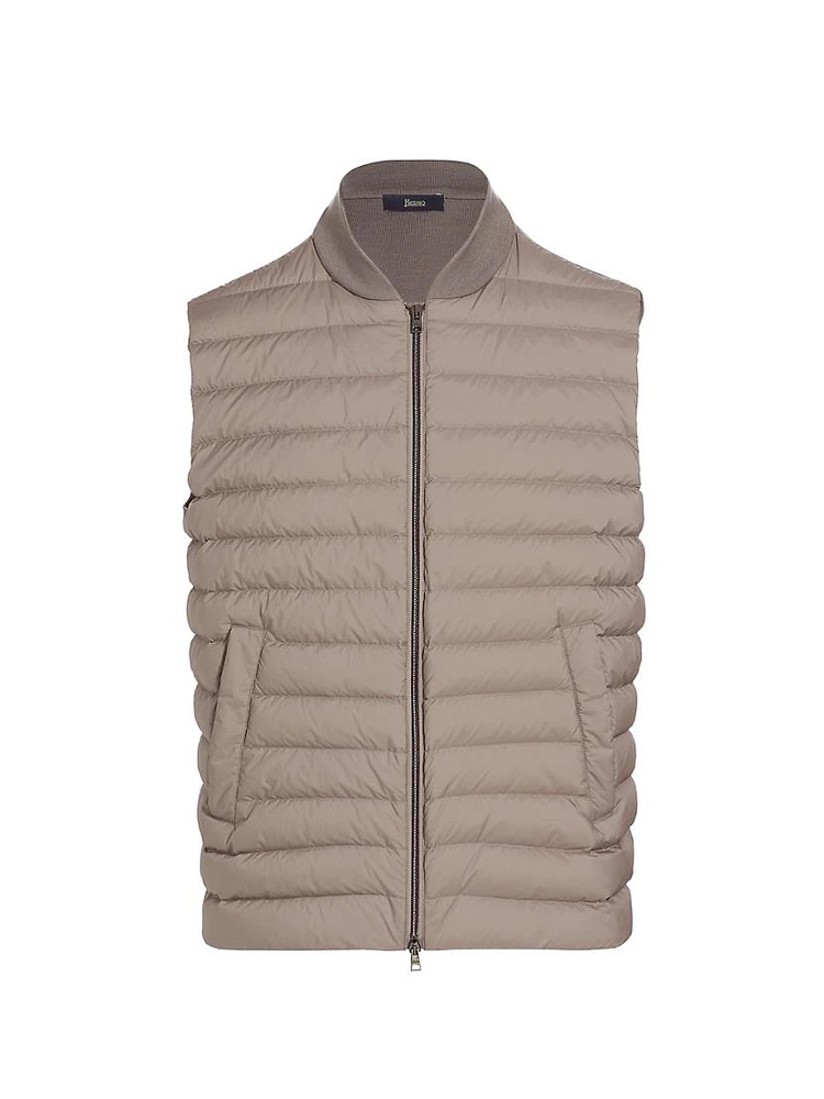 Wool-Silk Quilted Down Vest