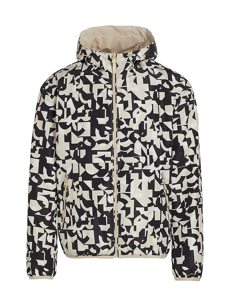 Abstract Reversible Hooded Jacket