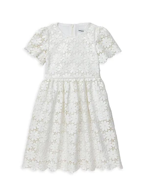 Little Girl's & Sequined Guipure Lace Dress