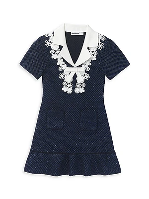 Little Girl's & Sequin Knit Bow Dress