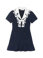 Little Girl's & Sequin Knit Bow Dress