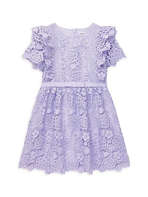 Little Girl's & Ruffle-Trim Floral Lace Dress