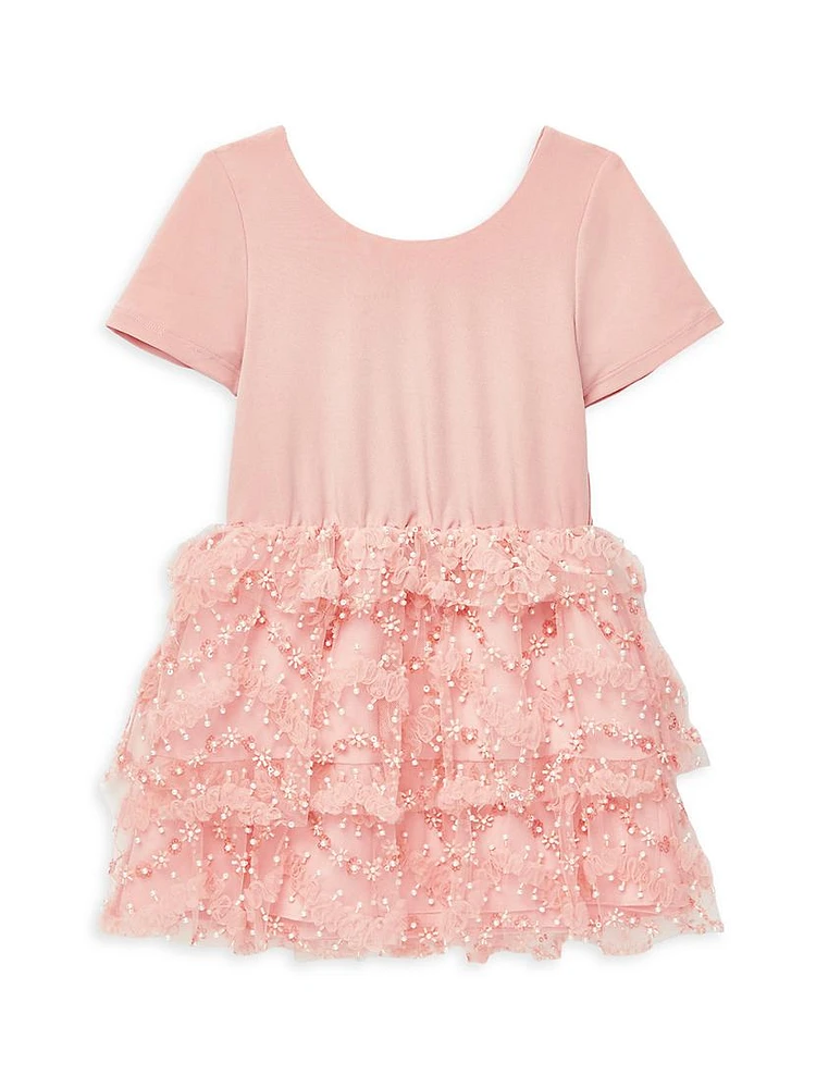 Little Girl's & Embellished Ruffle-Trim Dress