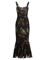 Irisa Floral Fluted Midi-Dress