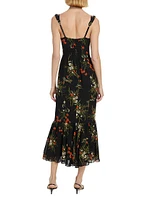 Irisa Floral Fluted Midi-Dress