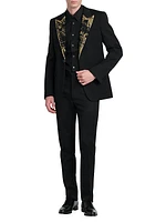 Sequin-Embellished Wool One-Button Suit Jacket