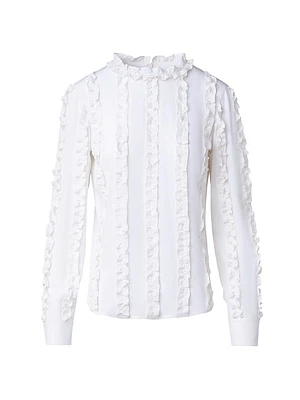 Ruffle Silk Crêpe de Chine Blouse