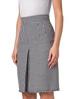 Houndstooth Wool-Blend A-Line Skirt