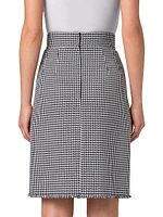 Houndstooth Wool-Blend A-Line Skirt