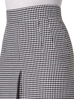 Houndstooth Wool-Blend A-Line Skirt