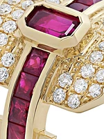 Shield 18K Yellow Gold, 0.30 TCW Diamond & Precious Gemstone Ring