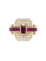 Shield 18K Yellow Gold, 0.30 TCW Diamond & Precious Gemstone Ring