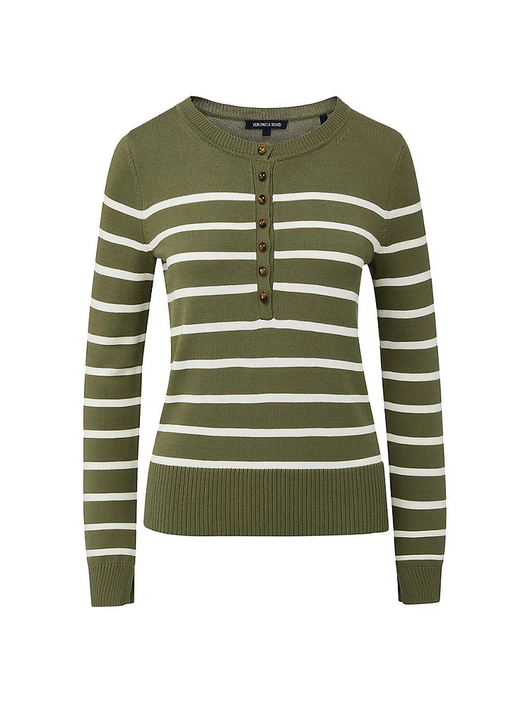 Dianora Striped Knit Henley Top