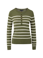 Dianora Striped Knit Henley Top