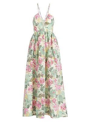 Floral Cotton Eyelet Maxi Dress