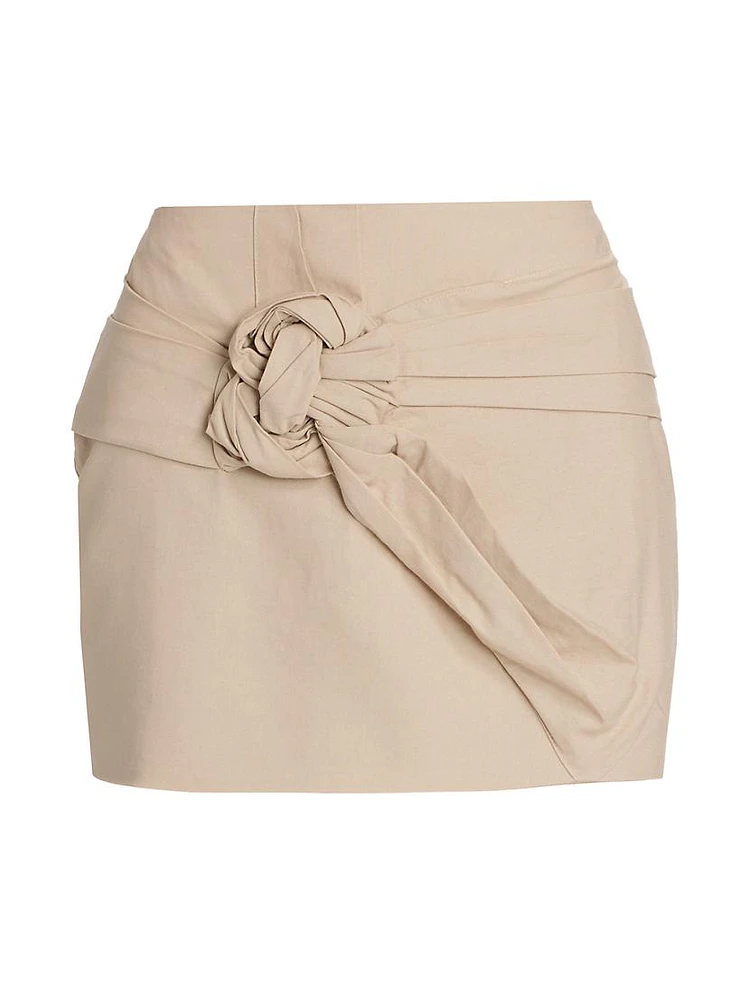 Rosalia Gathered Linen-Blend Miniskirt