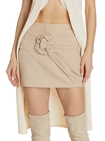 Rosalia Gathered Linen-Blend Miniskirt