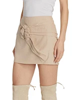 Rosalia Gathered Linen-Blend Miniskirt