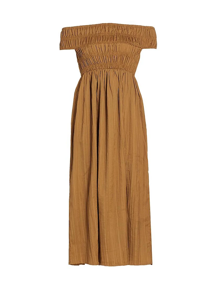 Chapman Smocked Off-The-Shoulder Midi-Dress