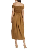 Chapman Smocked Off-The-Shoulder Midi-Dress