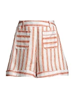 Ludo Striped Linen Wide-Leg Shorts