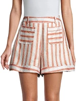 Ludo Striped Linen Wide-Leg Shorts