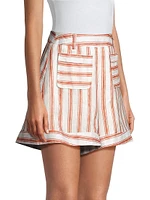 Ludo Striped Linen Wide-Leg Shorts