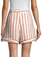 Ludo Striped Linen Wide-Leg Shorts