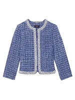 Gabrielle Embellished Metallic Tweed Jacket