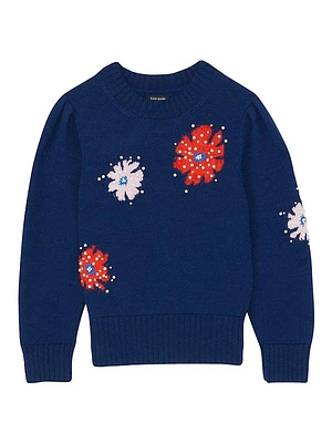 Embellished Floral Merino Wool-Blend Sweater