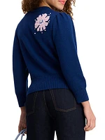 Embellished Floral Merino Wool-Blend Sweater