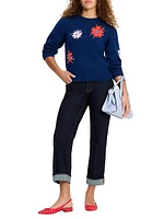 Embellished Floral Merino Wool-Blend Sweater